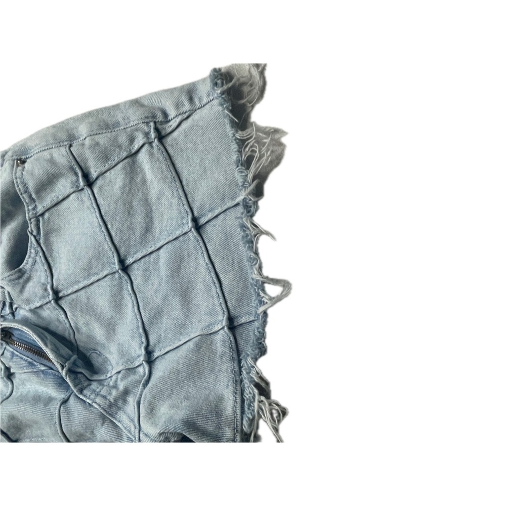 PacSun Women's 25 Vintage High Rise Light Wash Crisscross Raw Hem Denim Shorts - Picture 7 of 16